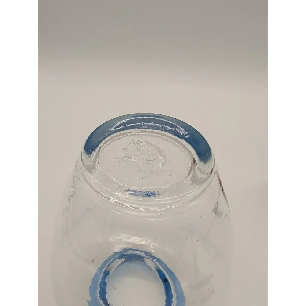 Art Glass Vase Mouth Blown Cobalt Rim Vase